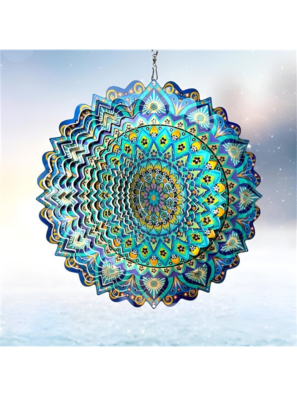 Wind Spinner Mandala Peacock - 12In Laser Cut Stainless Steel Wind Spinners